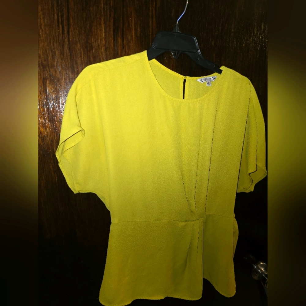 Women's Short Sleev Blouse - Nanette Lepore - Yellow - XS